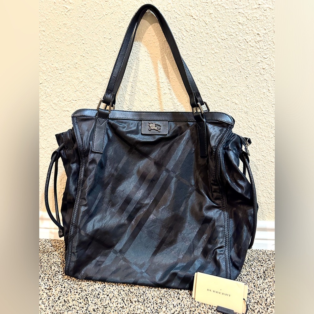 Burberry Black Nova Check Nylon and Leather Buckleigh Tote